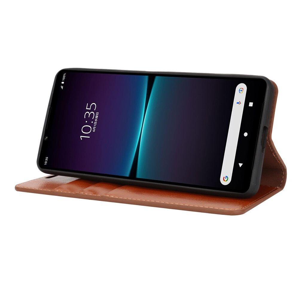 Cover Portafoglio in vera pelle Sony Xperia 1 VI marrone