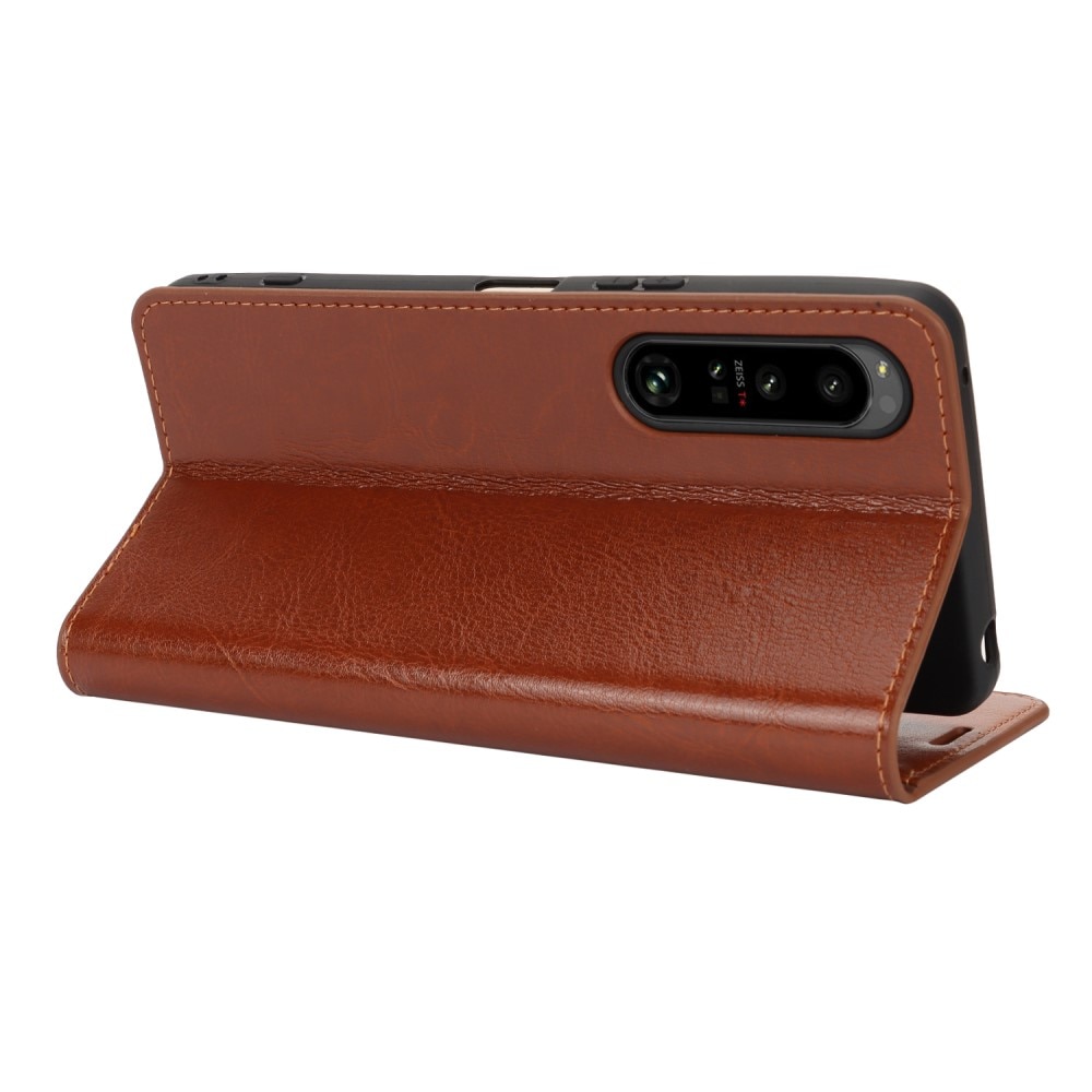 Cover Portafoglio in vera pelle Sony Xperia 1 VI marrone