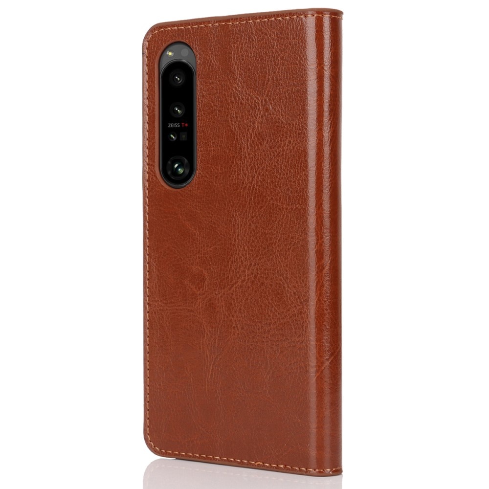 Cover Portafoglio in vera pelle Sony Xperia 1 VI marrone