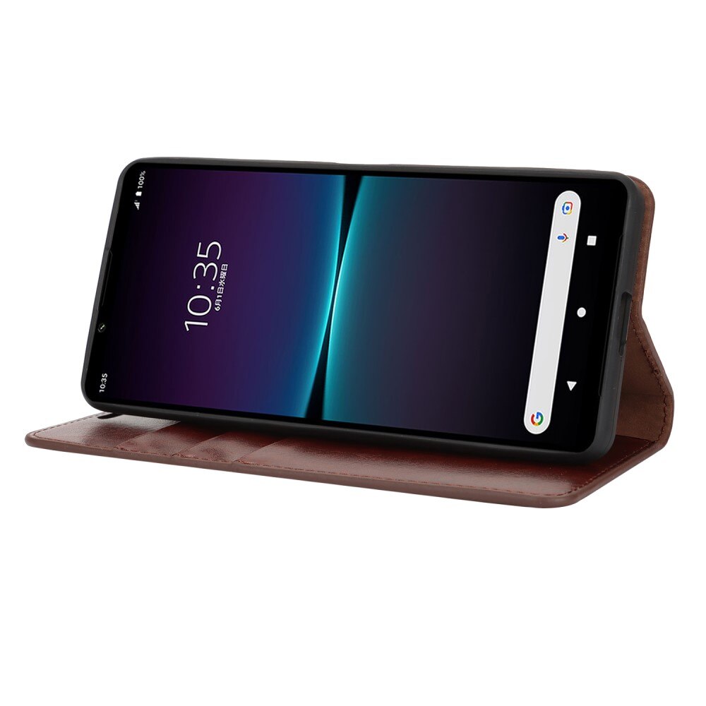 Cover Portafoglio in vera pelle Sony Xperia 1 VI marrone scuro