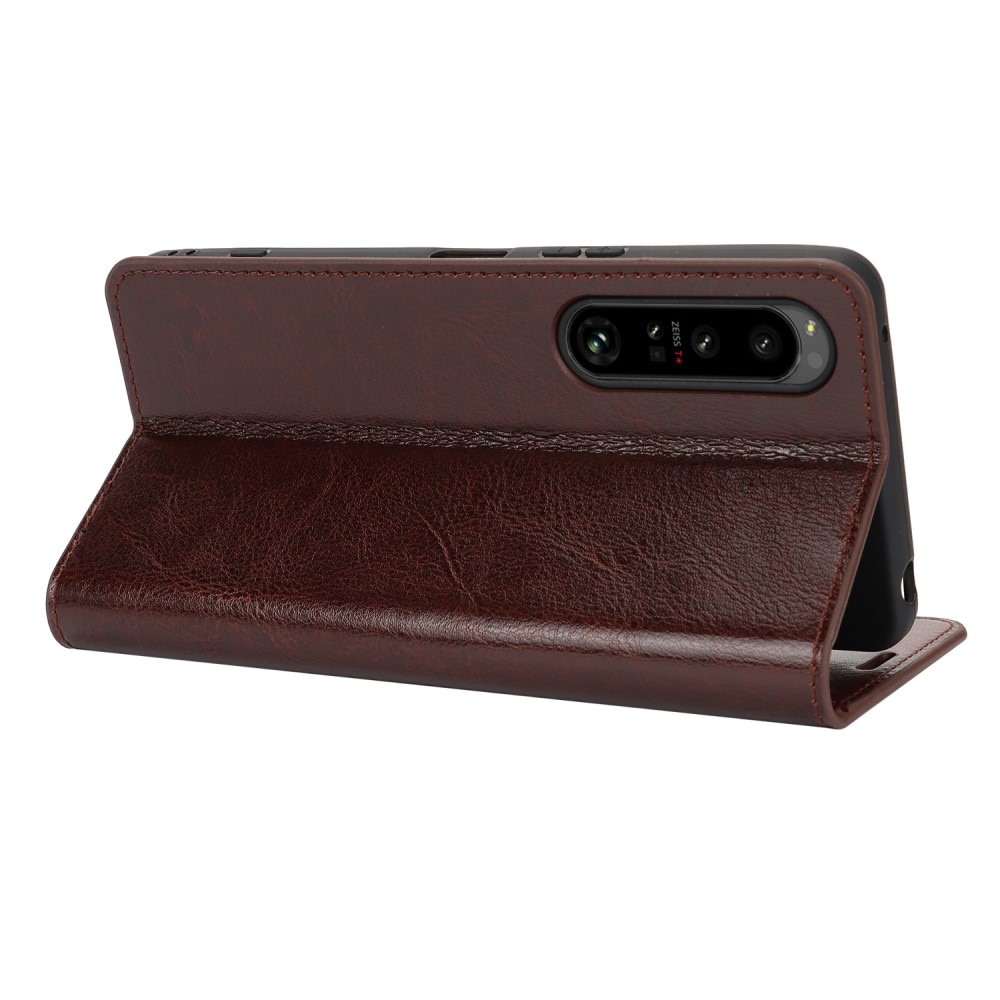 Cover Portafoglio in vera pelle Sony Xperia 1 VI marrone scuro