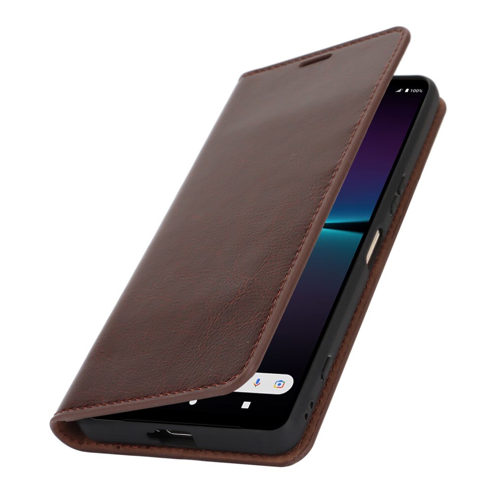 Cover Portafoglio in vera pelle Sony Xperia 1 VI marrone scuro