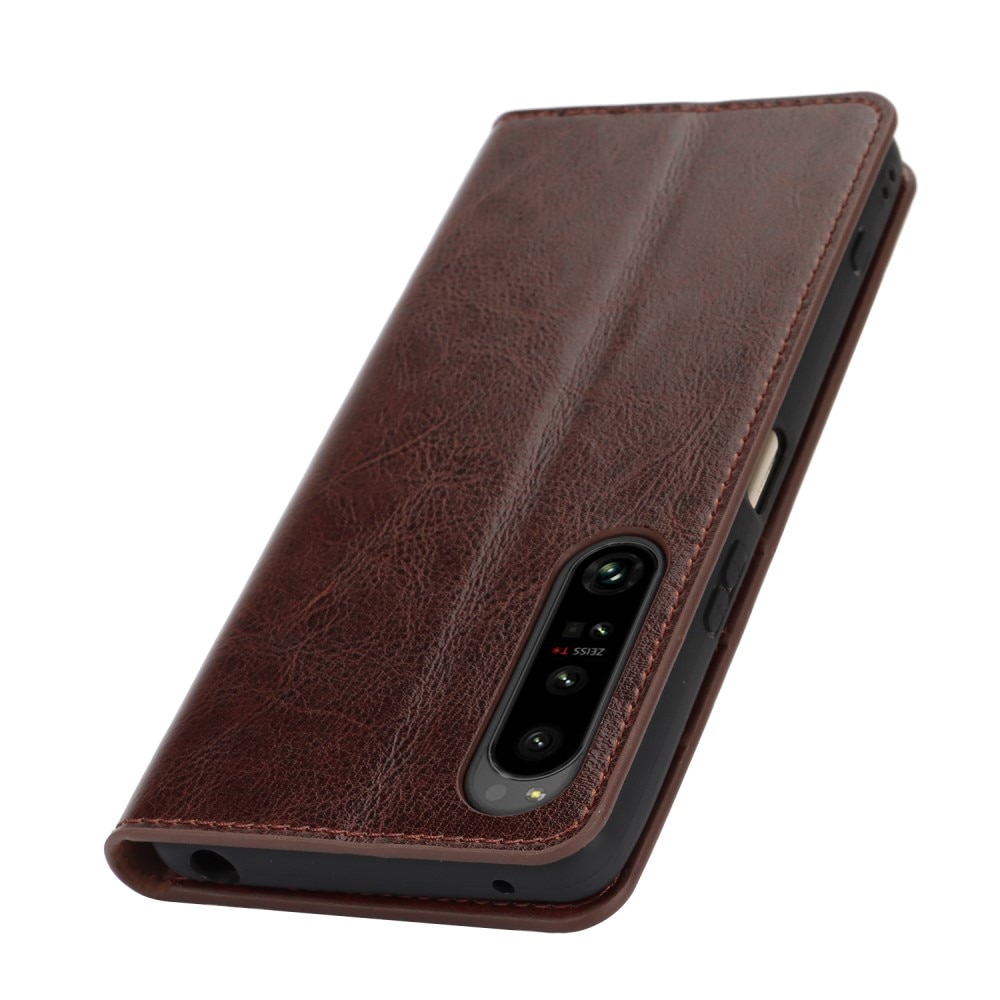 Cover Portafoglio in vera pelle Sony Xperia 1 VI marrone scuro