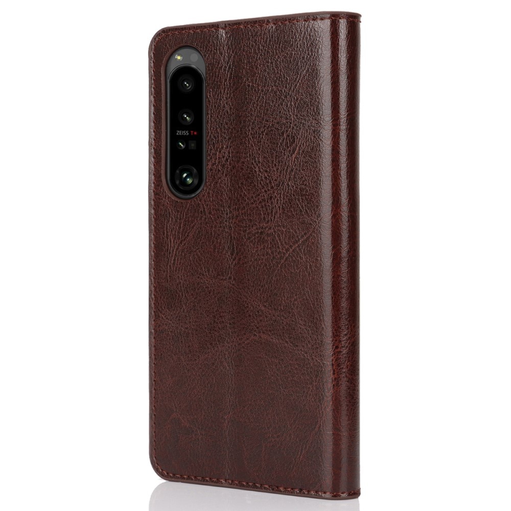 Cover Portafoglio in vera pelle Sony Xperia 1 VI marrone scuro