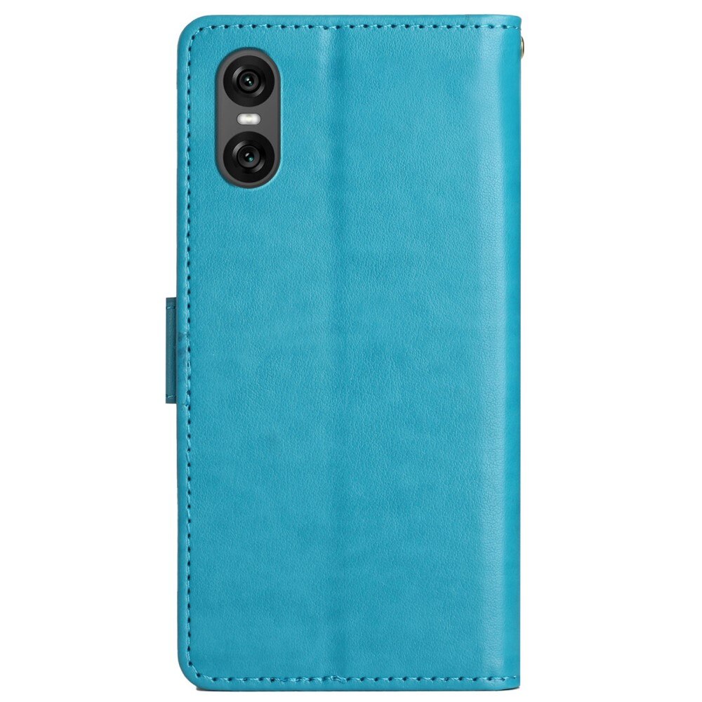 Custodia in pelle a farfalle per Sony Xperia 10 VI, blu