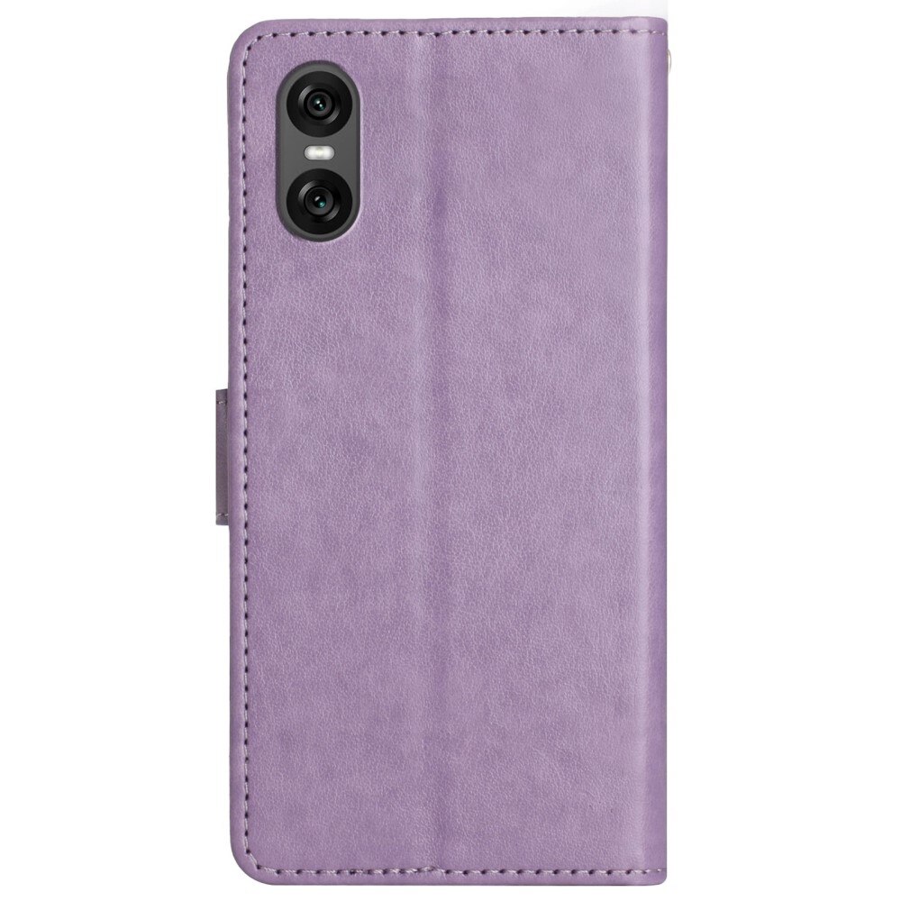 Custodia in pelle a farfalle per Sony Xperia 10 VI, viola