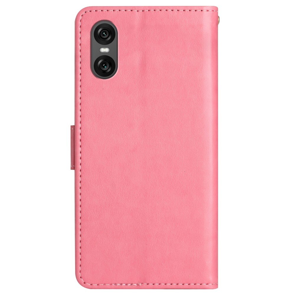 Custodia in pelle a farfalle per Sony Xperia 10 VI, rosa