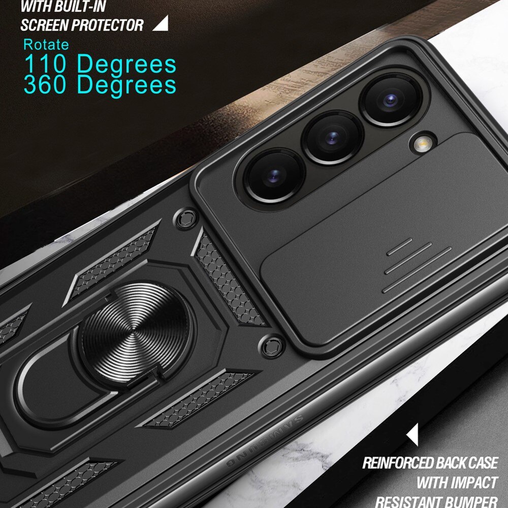 Cover ibride con anello e protezione fotocamera Samsung Galaxy Z Fold 6, nero