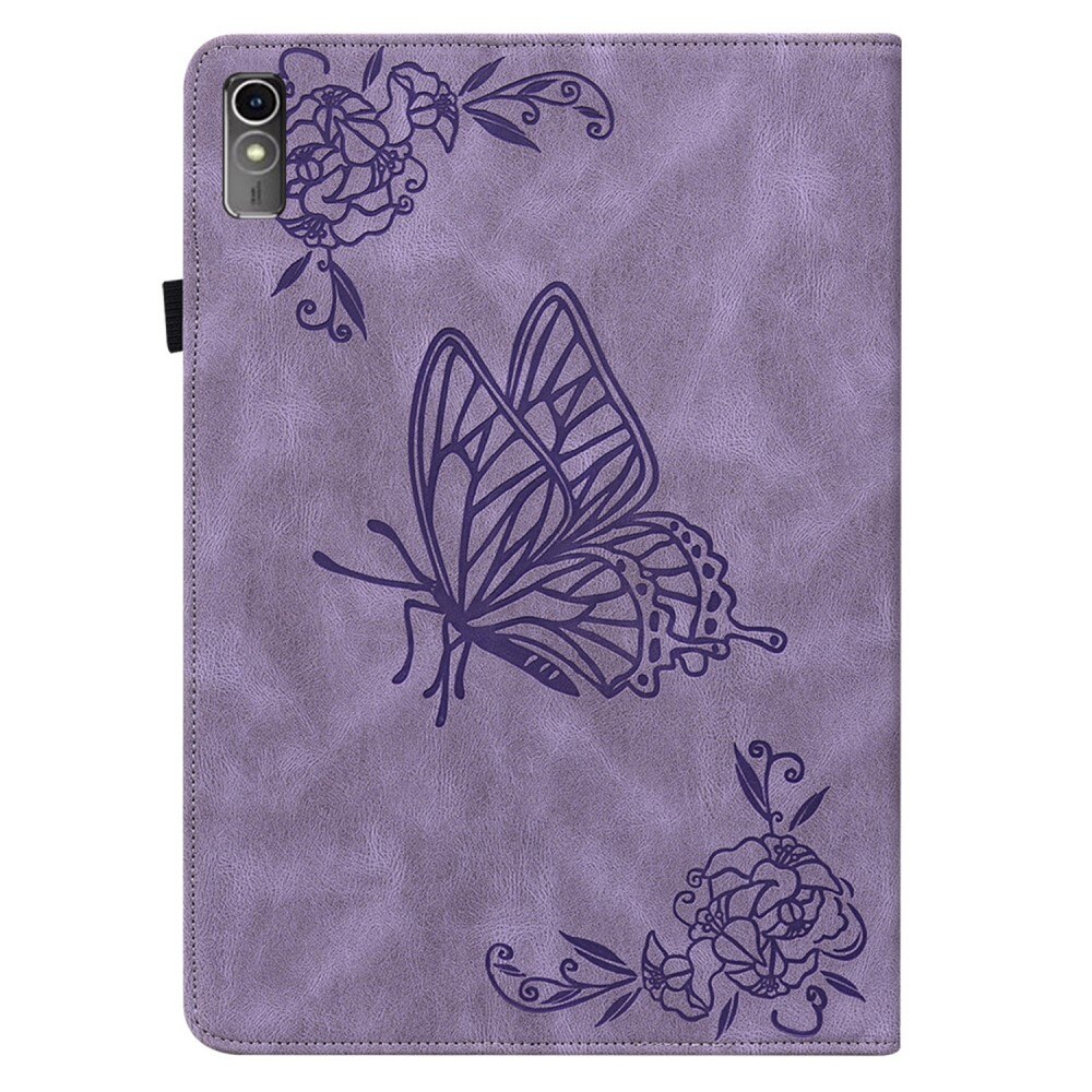 Custodia in pelle con farfalla Lenovo Tab M10 5G viola