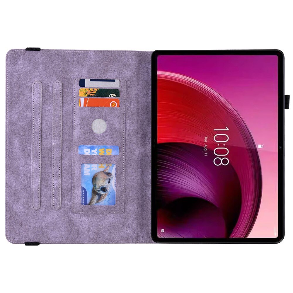 Custodia in pelle con farfalla Lenovo Tab M10 5G viola