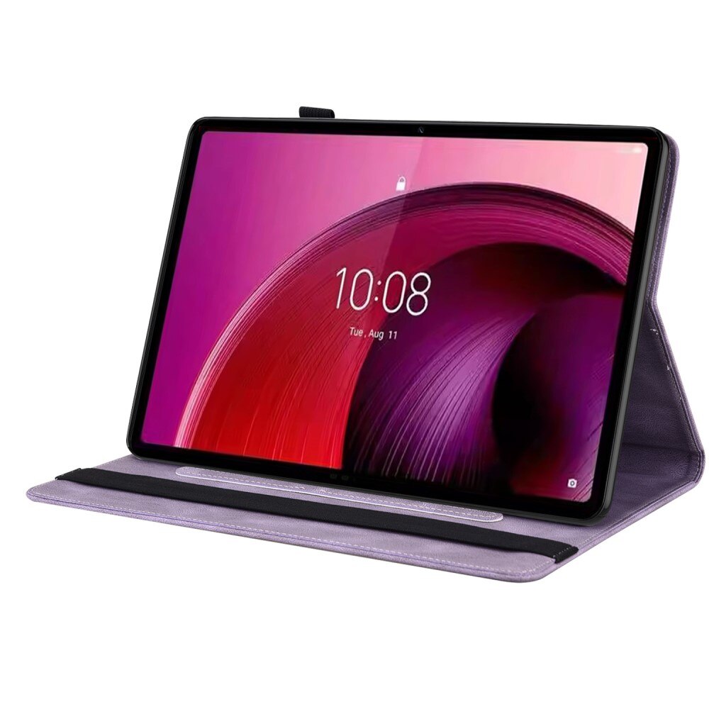 Custodia in pelle con farfalla Lenovo Tab M10 5G viola