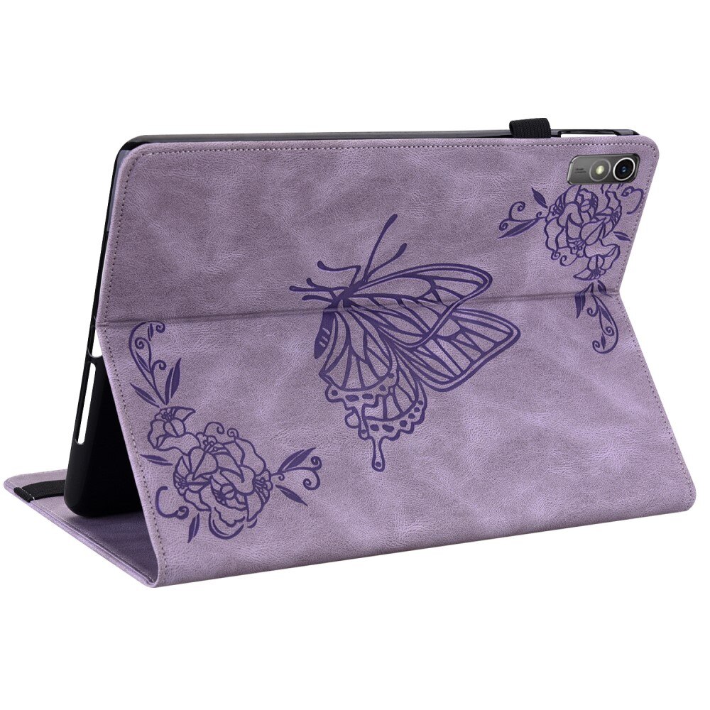 Custodia in pelle con farfalla Lenovo Tab M10 5G viola