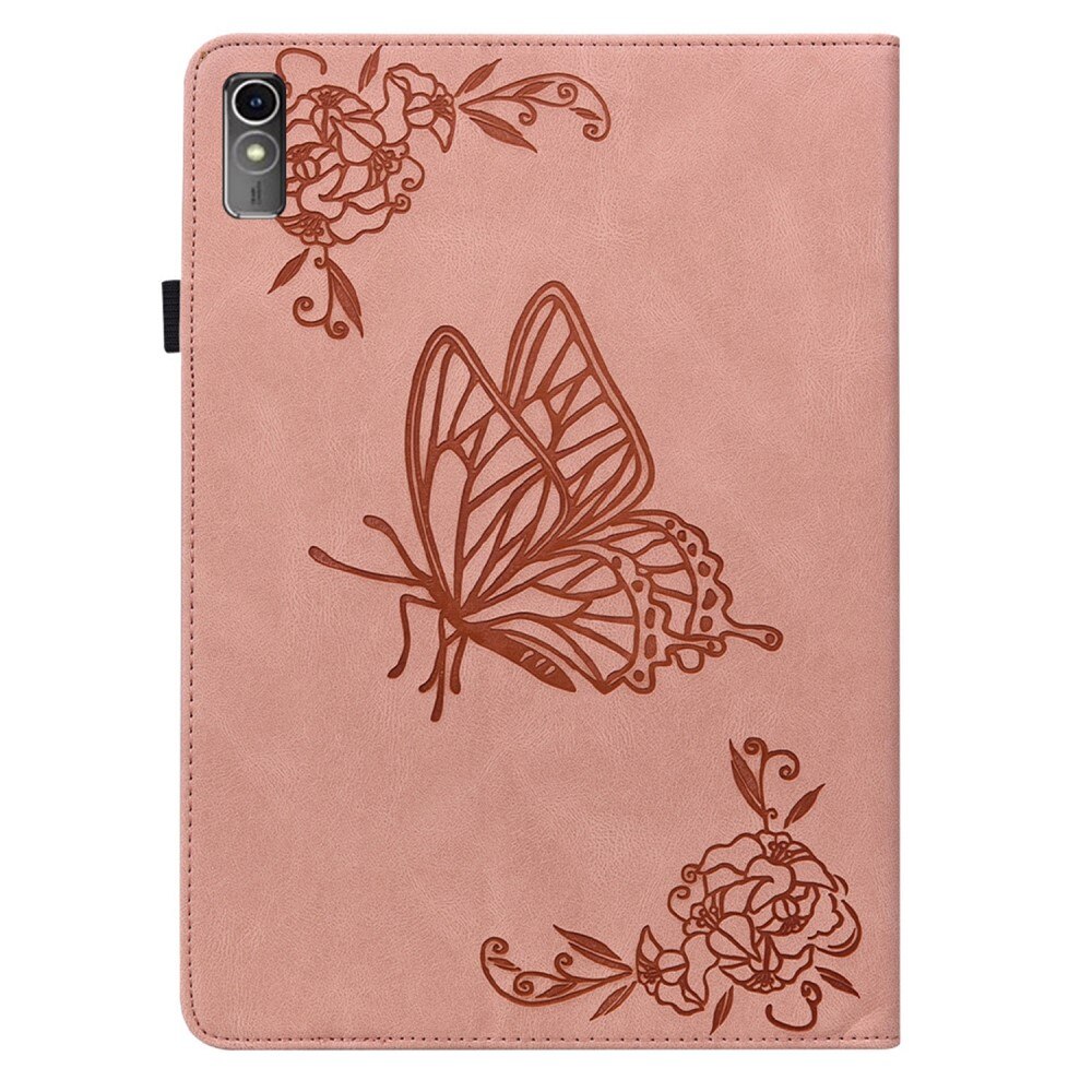 Custodia in pelle con farfalla Lenovo Tab M10 5G rosa