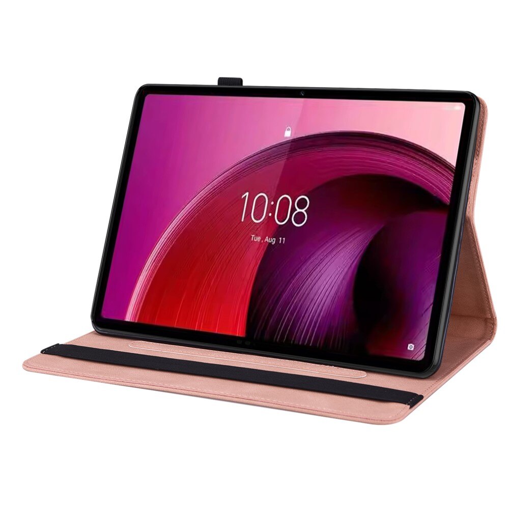 Custodia in pelle con farfalla Lenovo Tab M10 5G rosa