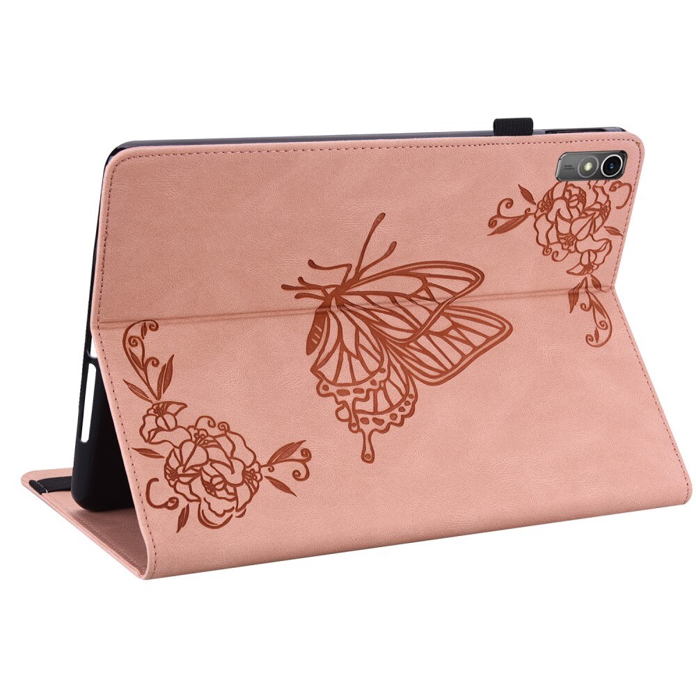 Custodia in pelle con farfalla Lenovo Tab M10 5G rosa