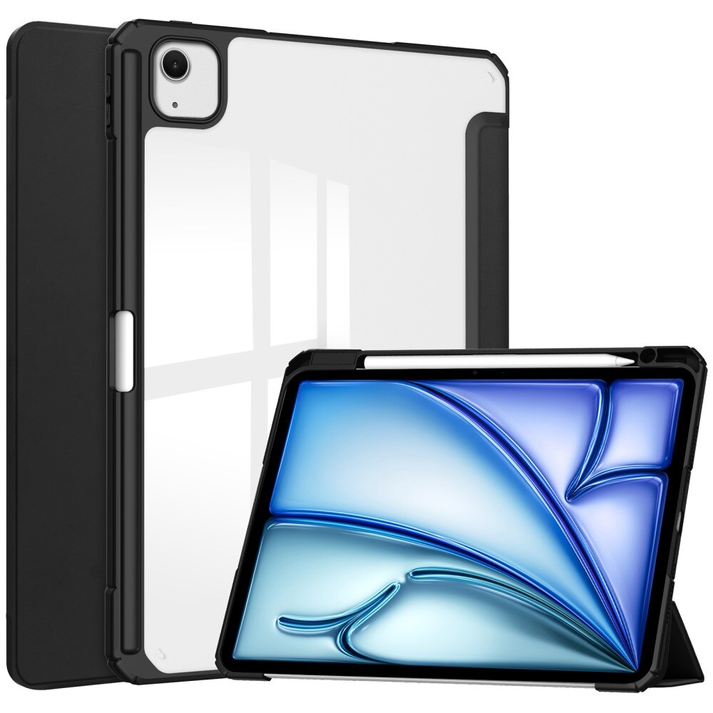 Cover Tri-Fold con portapenne iPad Air 13 (2024) nero/trasparente