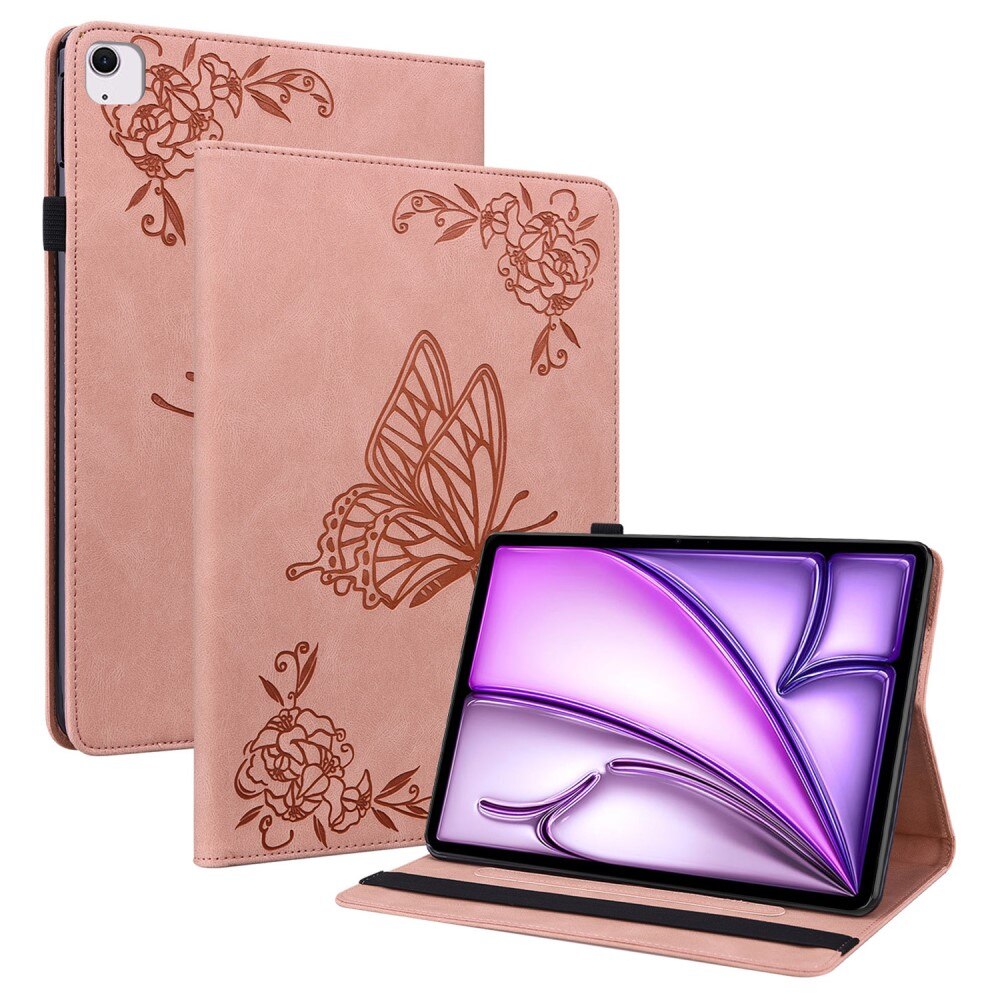 Custodia in pelle con farfalla Apple iPad Air 11 7th Gen (2025) Rosa