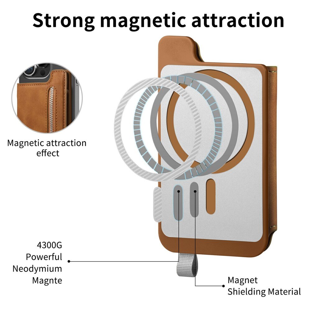 Porta carte RFID MagSafe con supporto cognac