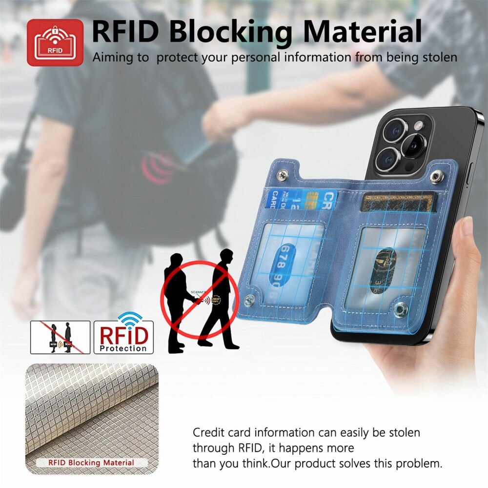 Porta carte RFID MagSafe con supporto blu