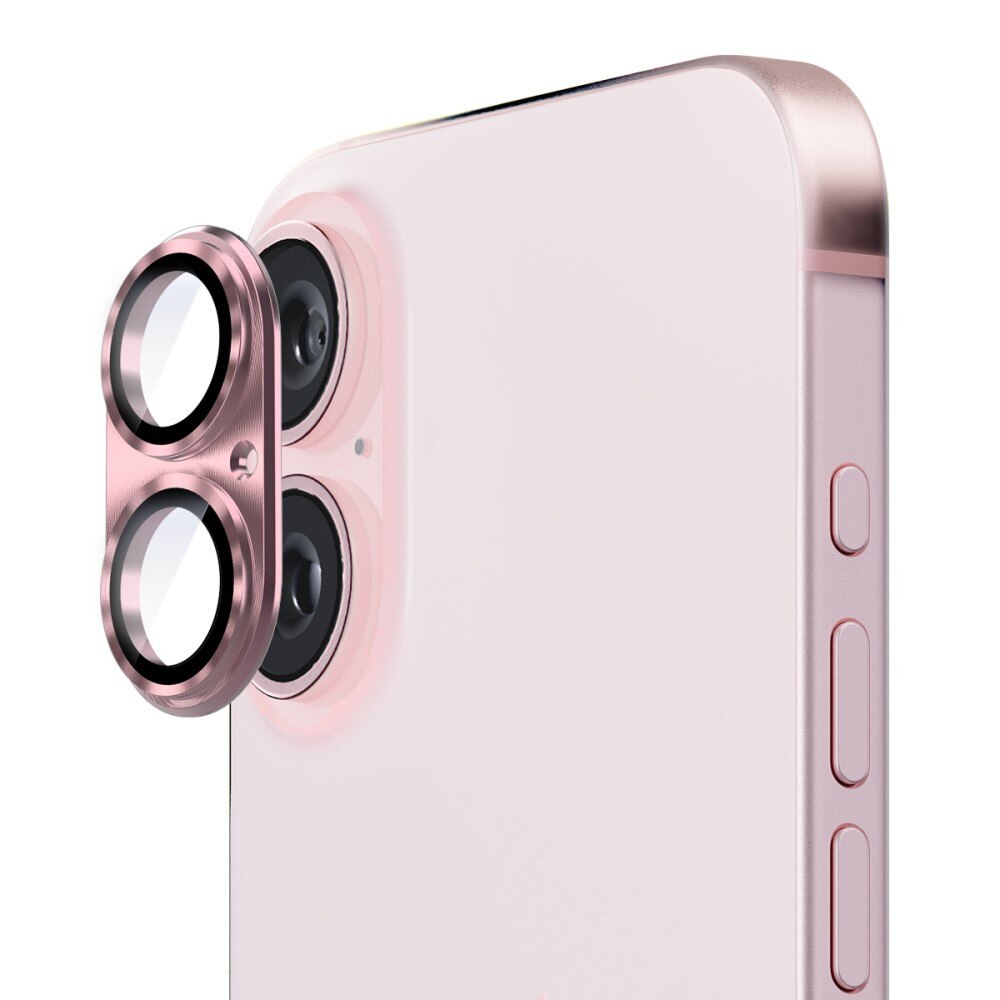 Protezioni per fotocamere Vetro Temperato Alluminio iPhone 16 rosa