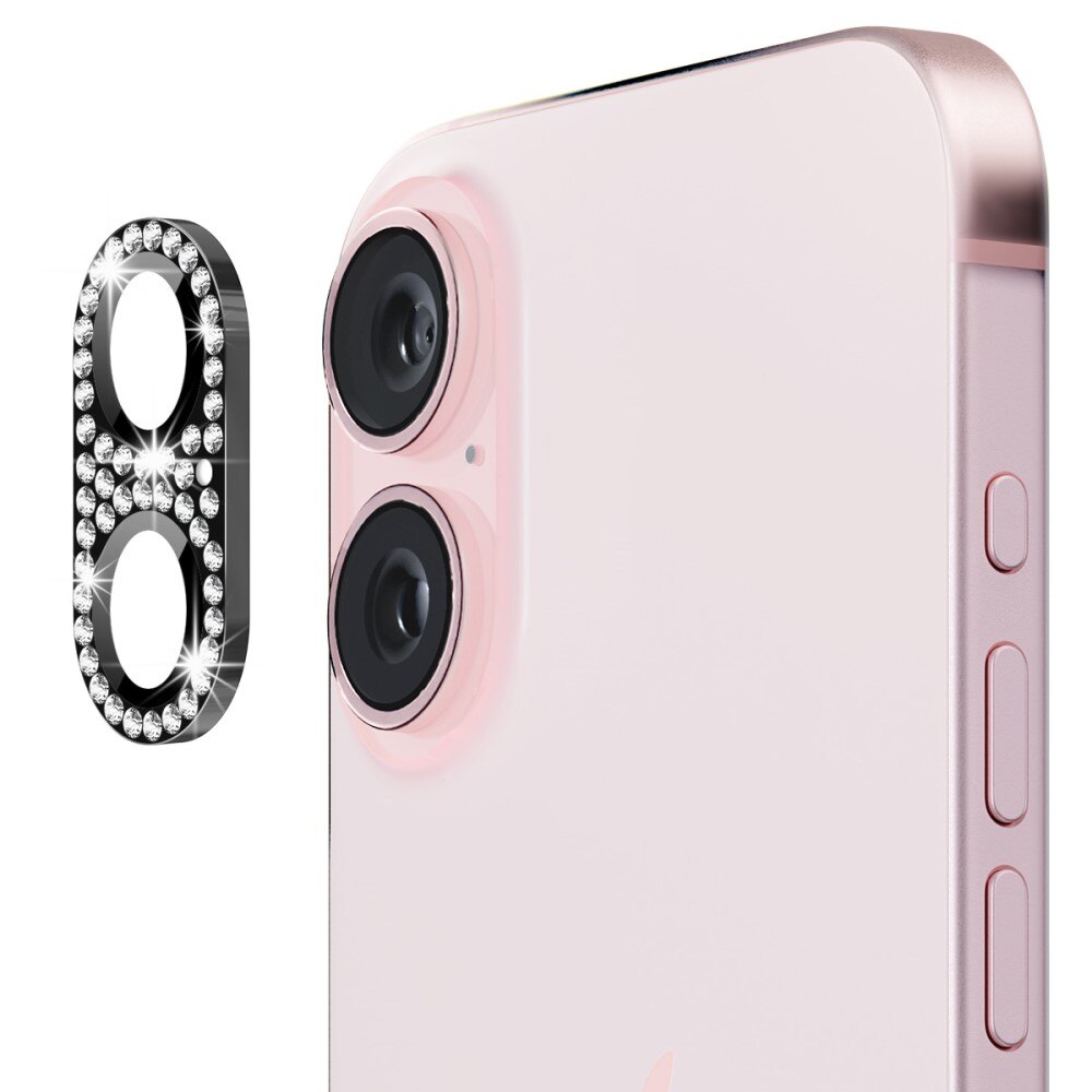 Protezioni per fotocamere Vetro Temperato Luccichio Alluminio iPhone 16 nero