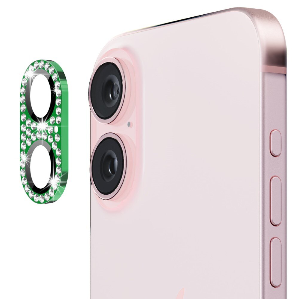 Protezioni per fotocamere Vetro Temperato Luccichio Alluminio iPhone 16 verde