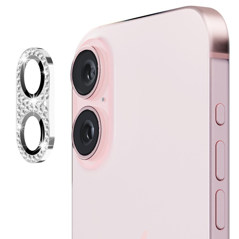 Protezioni per fotocamere Vetro Temperato Luccichio Alluminio iPhone 16 Plus d'argento