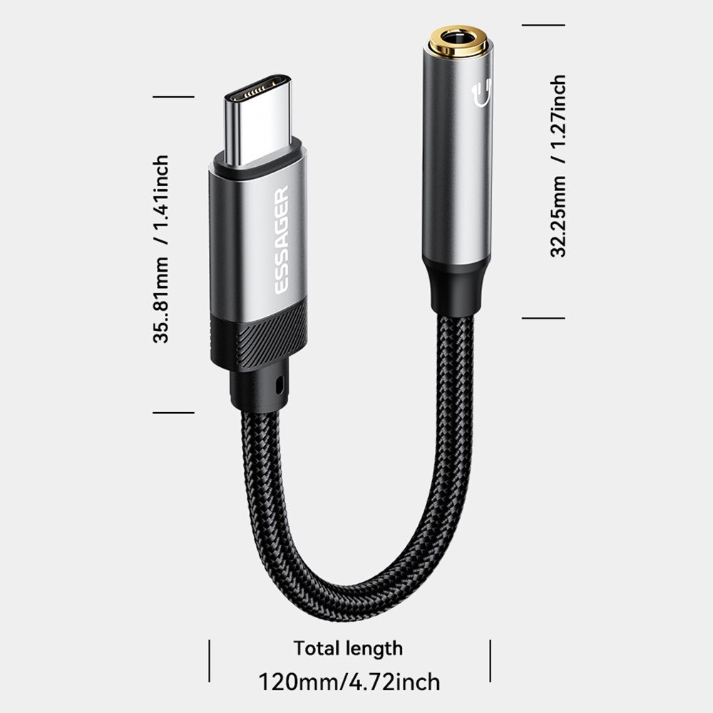 Adattatore cuffie USB-C a 3,5mm DAC nero