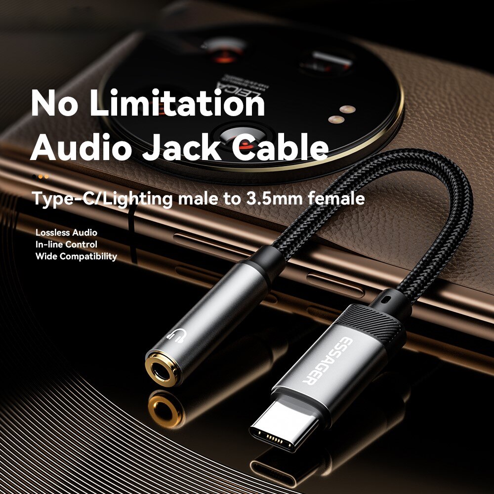 Adattatore cuffie USB-C a 3,5mm DAC nero