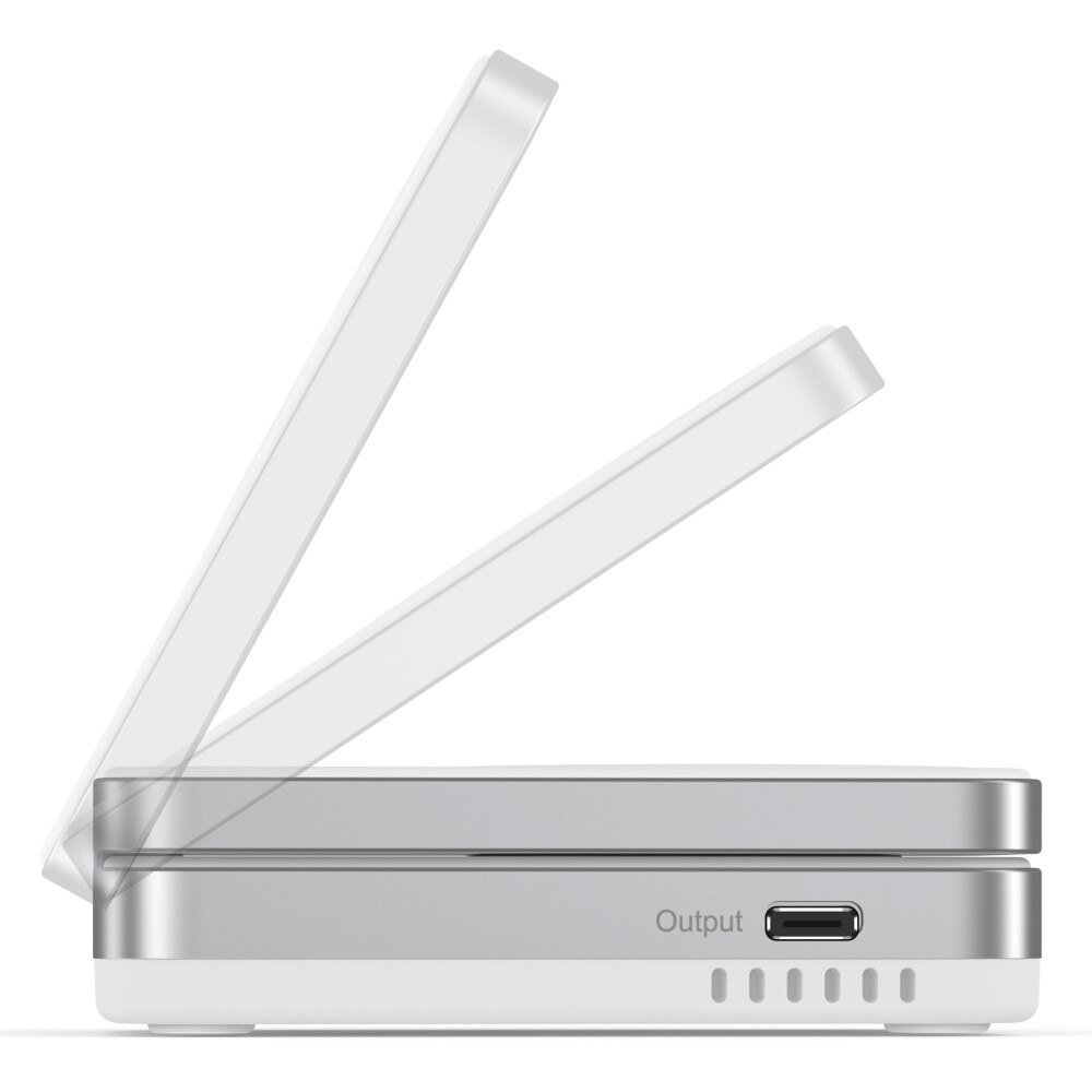 Compact  2-in-1 Qi2 Stazione di Ricarica Magnetica Wireless Pieghevole bianco