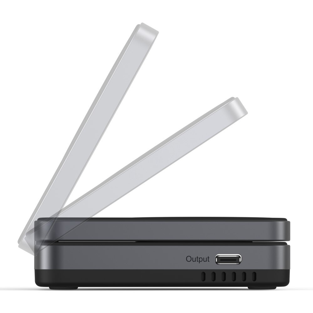 Compact  2-in-1 Qi2 Stazione di Ricarica Magnetica Wireless Pieghevole nero