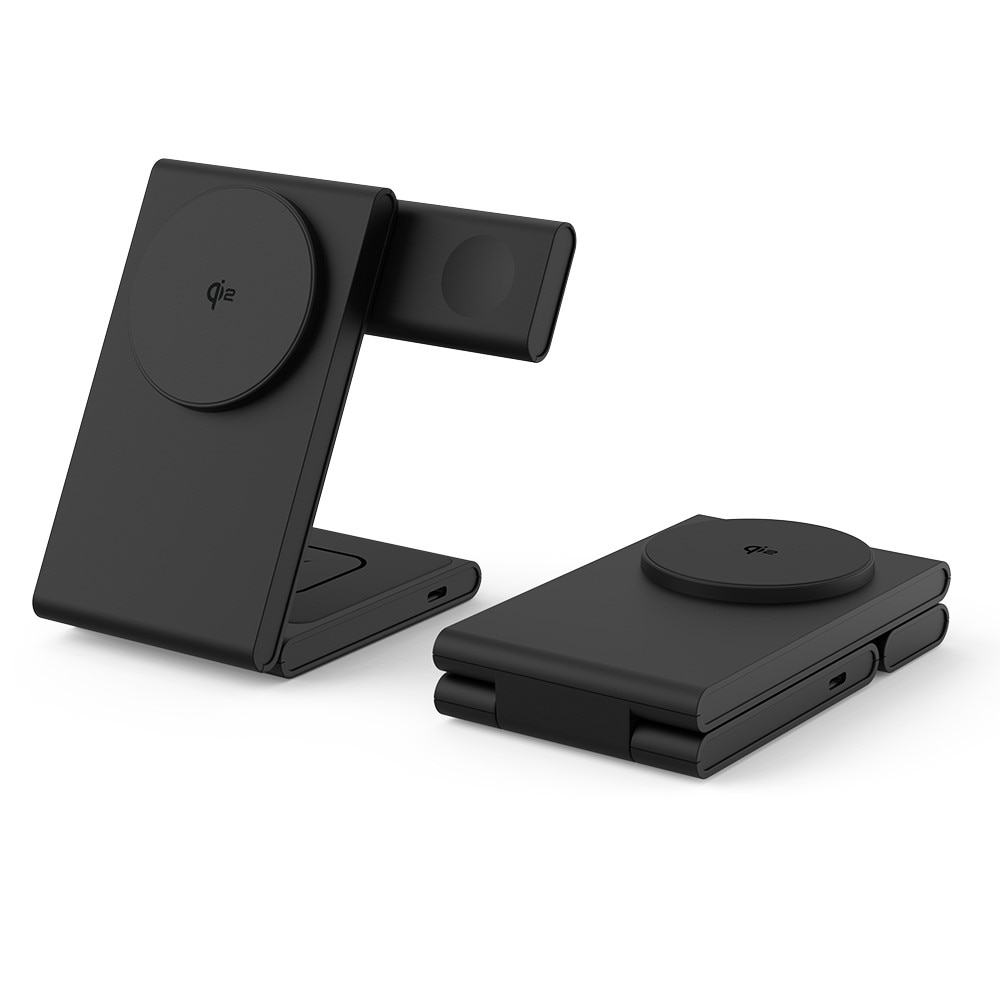 Modern 3-in-1 Stazione di Ricarica Magnetica Wireless Pieghevole nero