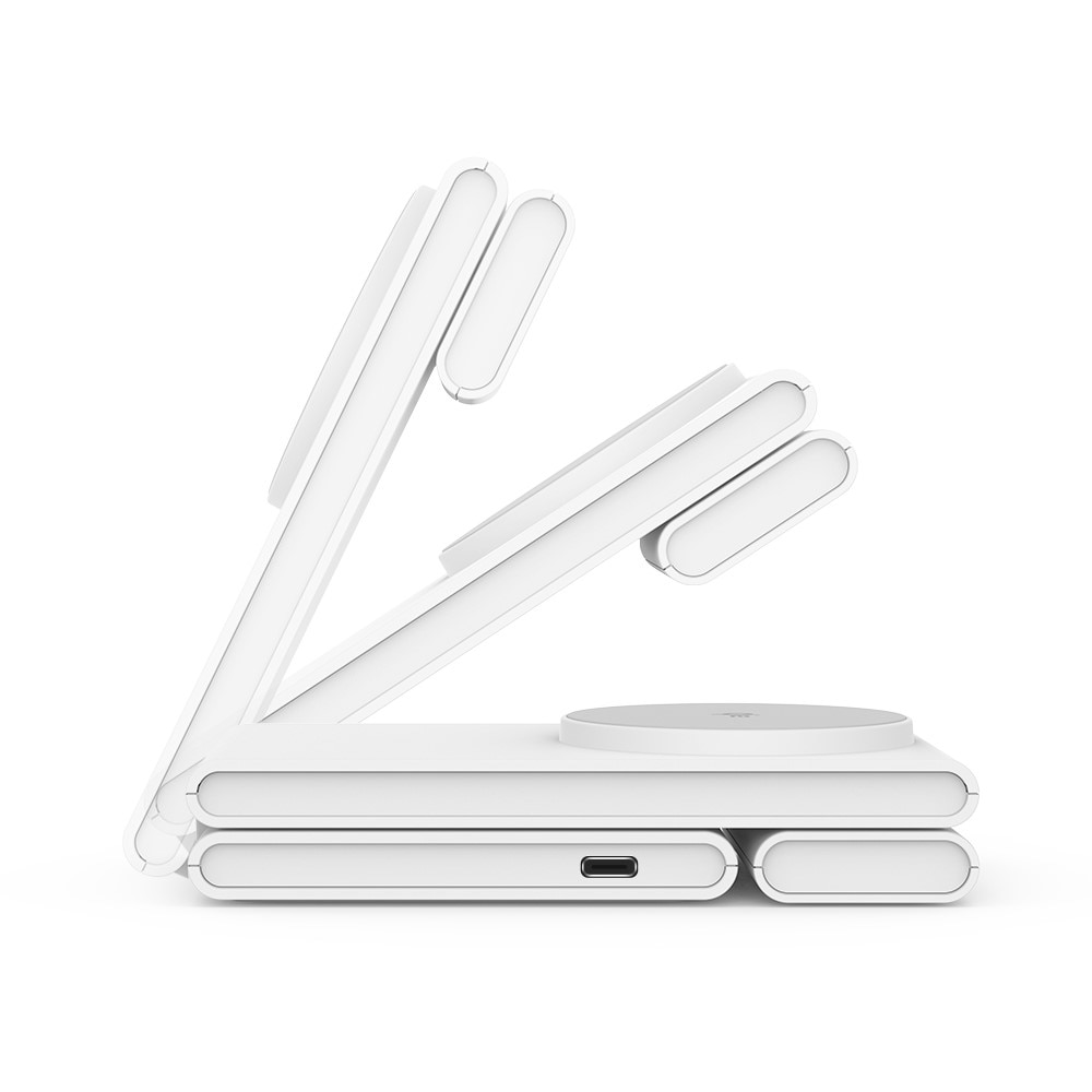 Modern 3-in-1 Stazione di Ricarica Magnetica Wireless Pieghevole bianco