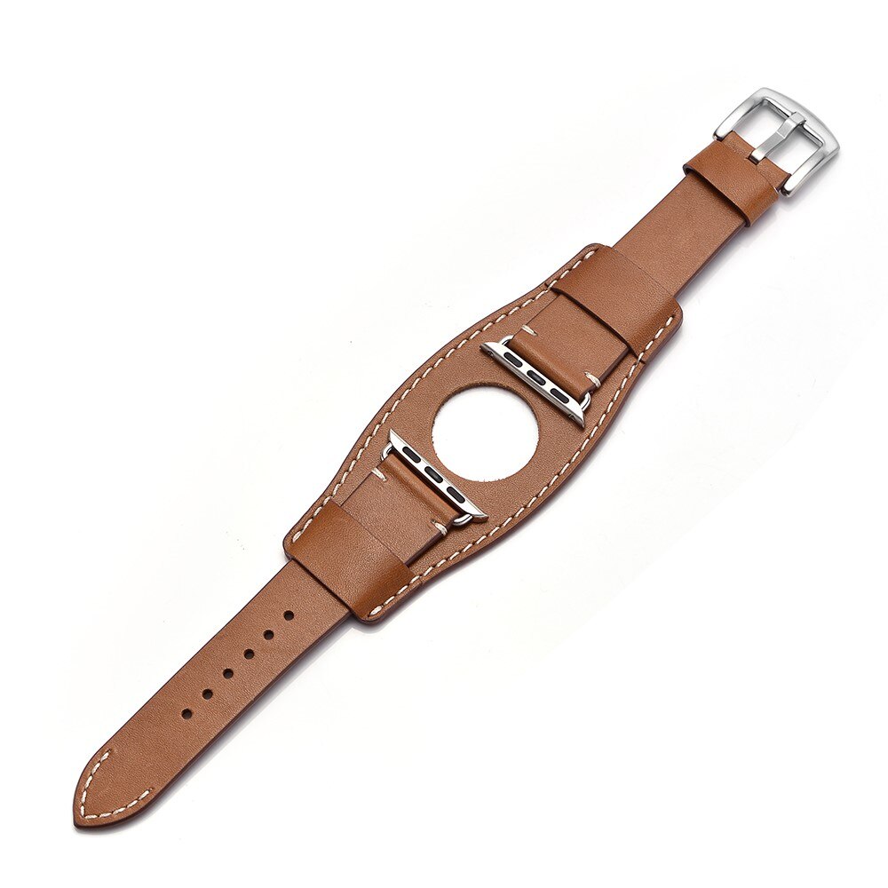 Cinturino in pelle largo Apple Watch 45mm Series 8, marrone