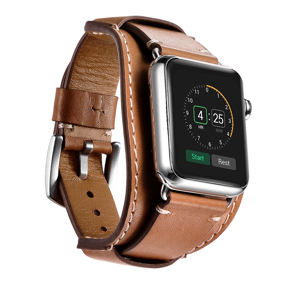 Cinturino in pelle largo Apple Watch 44mm, marrone