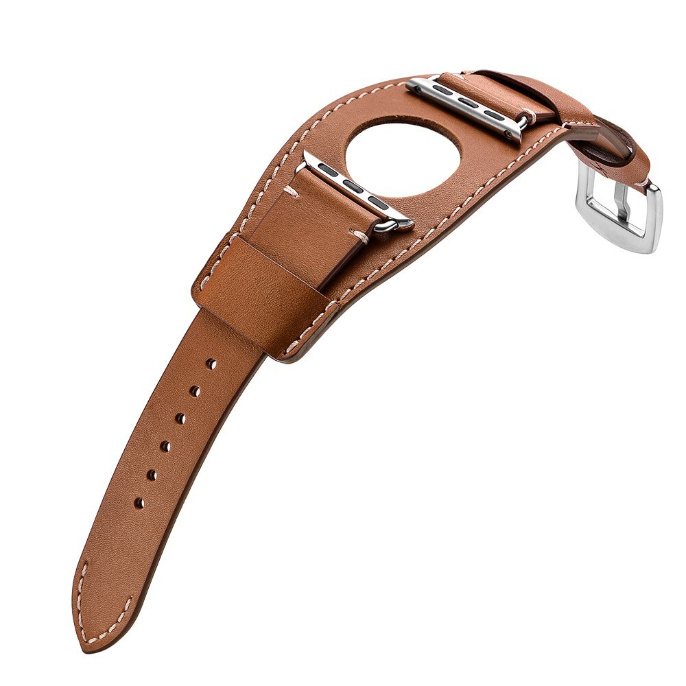 Cinturino in pelle largo Apple Watch 44mm, marrone