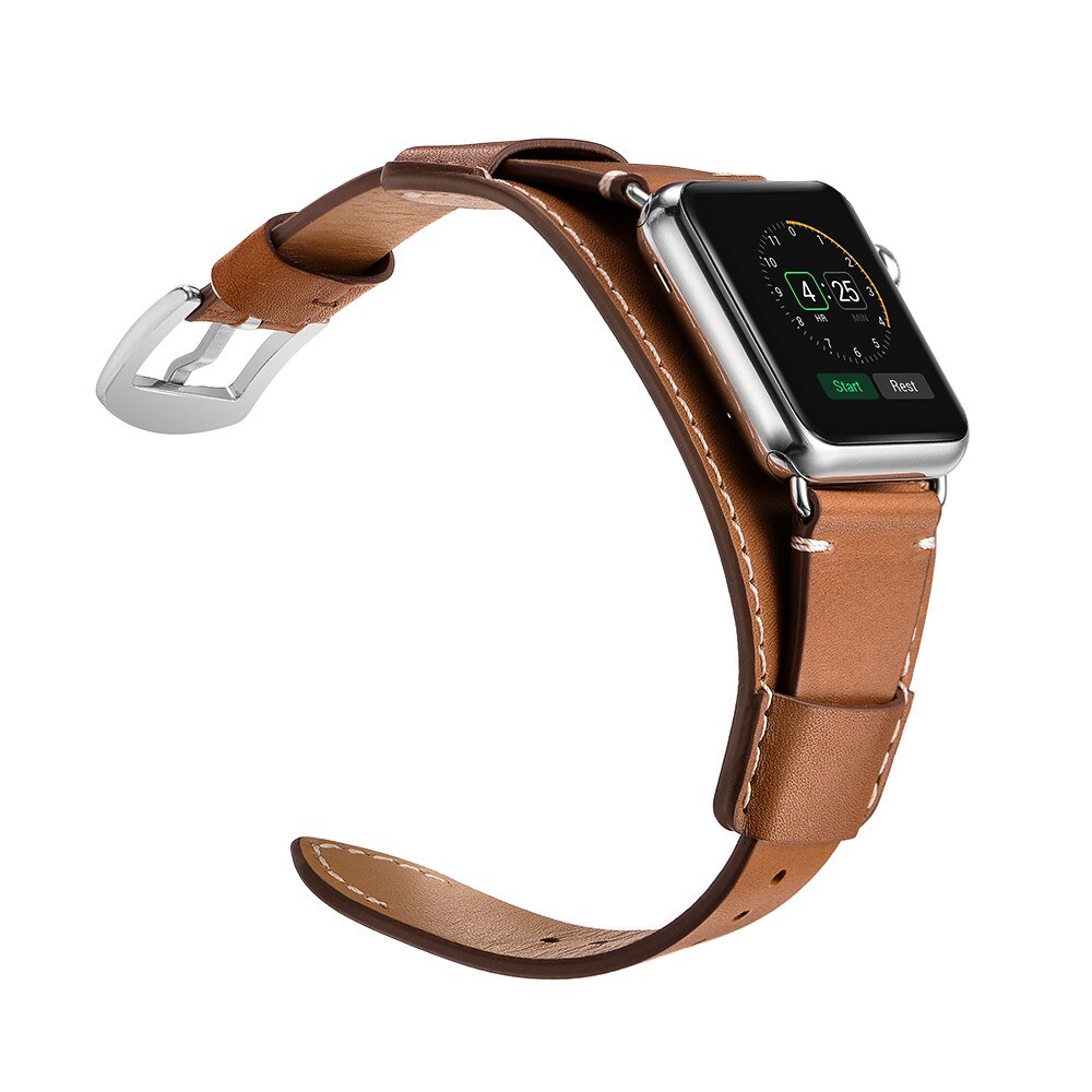 Cinturino in pelle largo Apple Watch Series 10 46mm, marrone