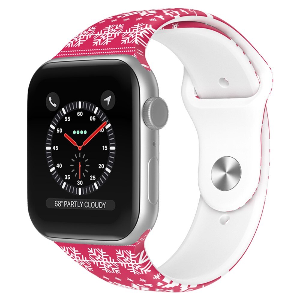 Cinturino in silicone con Motivo Natalizio per Apple Watch 41mm Series 7 fiocco di neve