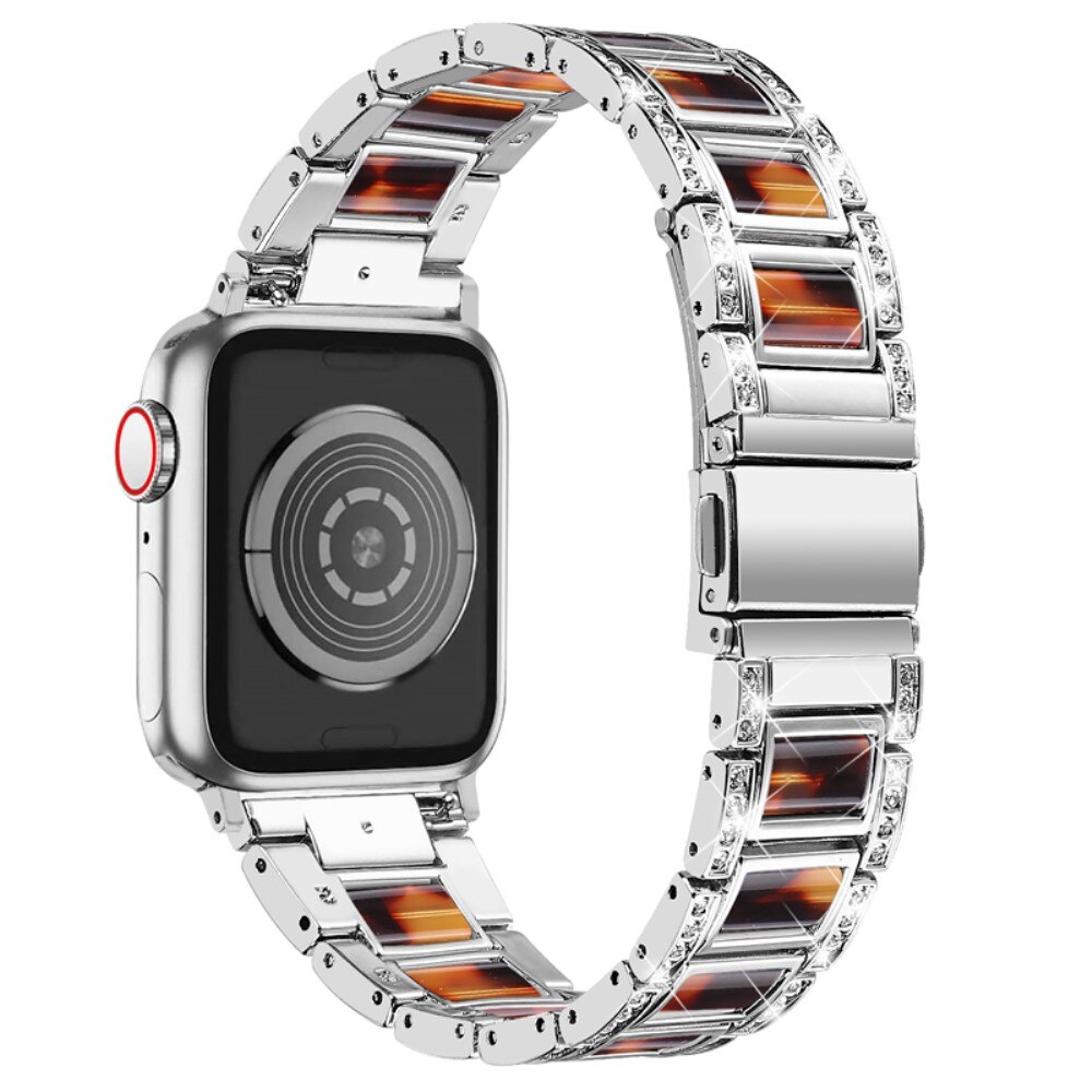 Cinturino di diamanti Apple Watch 45mm Series 7 Silver Coffee