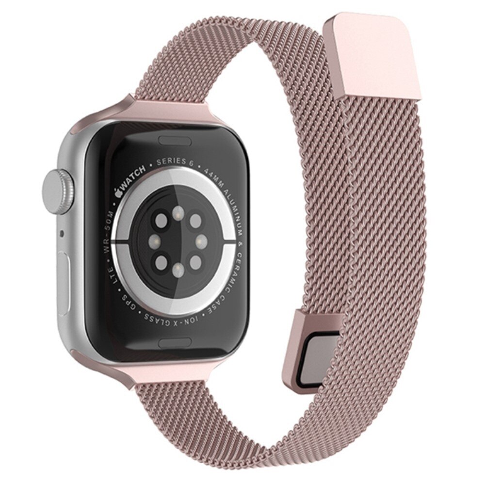 Cinturino sottile in maglia milanese Apple Watch 42/44/45/49 mm rosa dorato