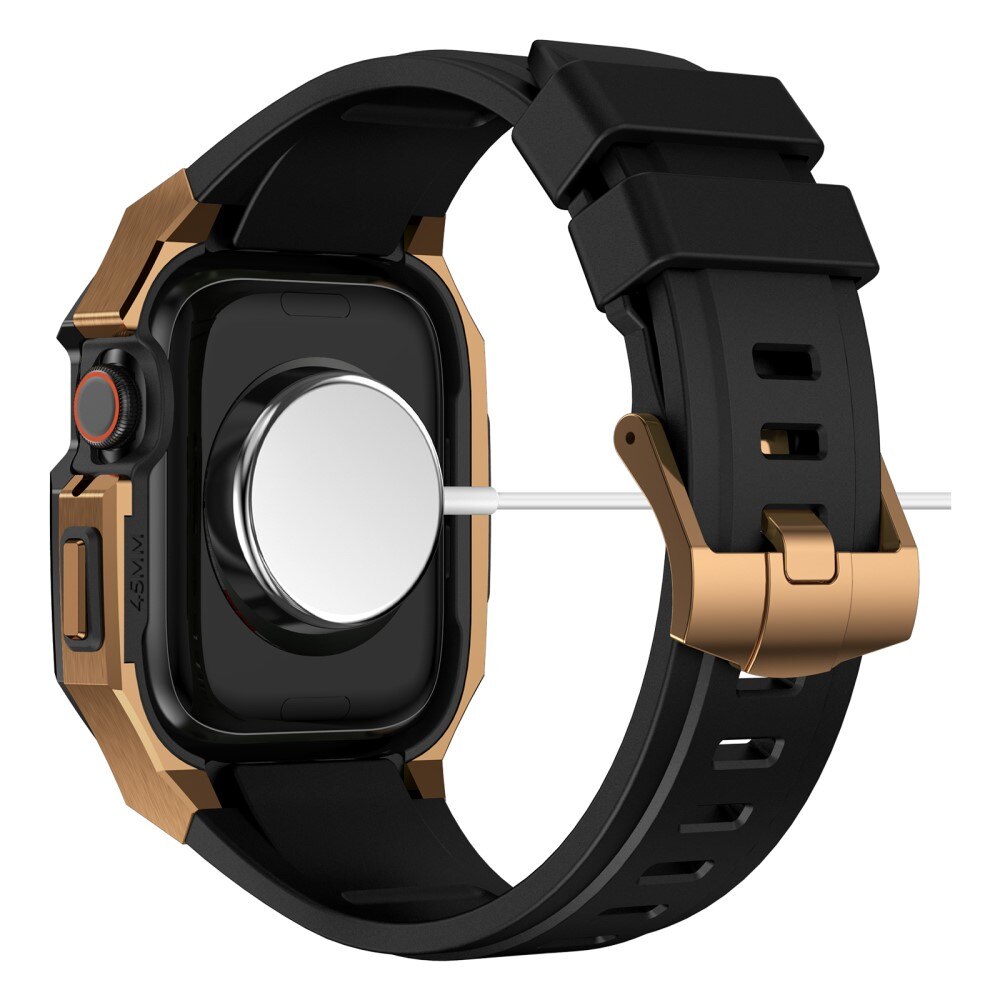 Cinturino con cover in acciaio inossidabile Apple Watch SE 44mm nero/oro