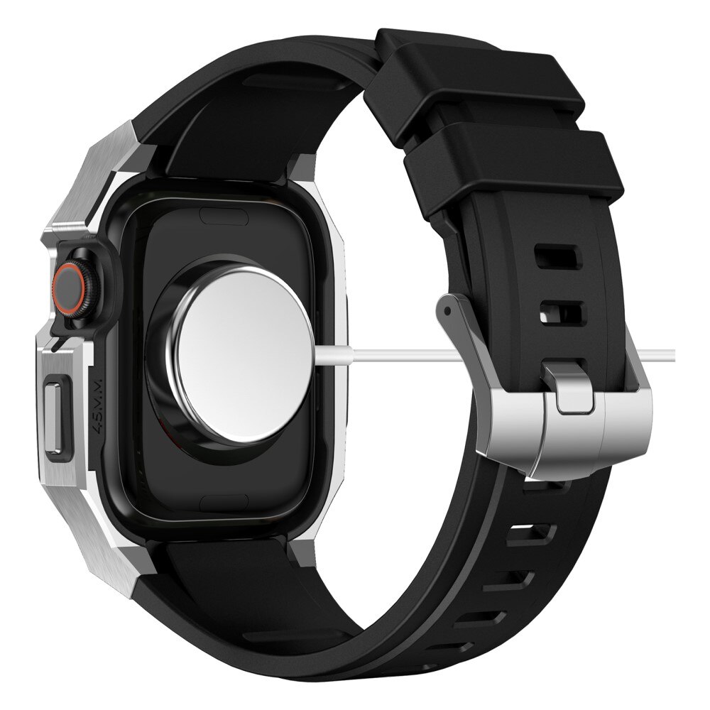 Cinturino con cover in acciaio inossidabile Apple Watch SE 44mm d'argento/nero