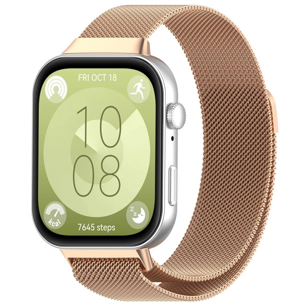 Cinturino in maglia milanese per Huawei Watch Fit 3, oro rosa