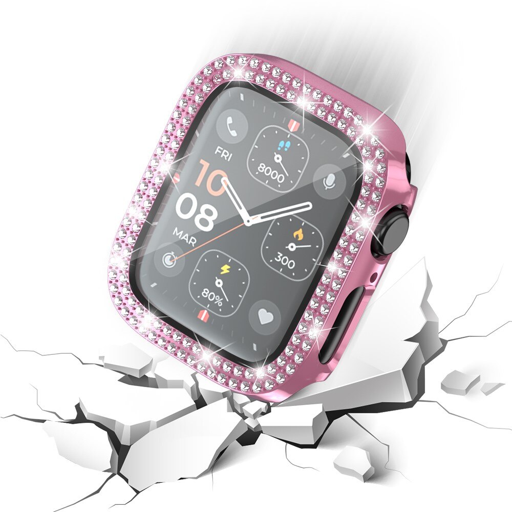 Full Cover Case Rhinestone Apple Watch SE 44mm, rosa