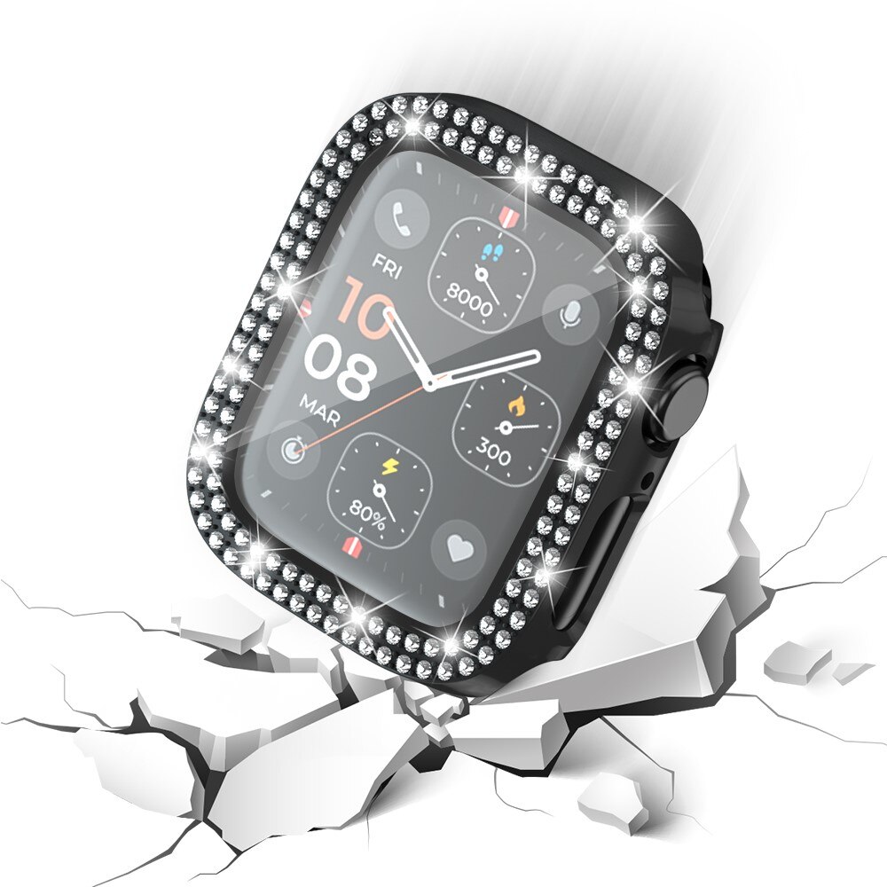 Full Cover Case Rhinestone Apple Watch SE 44mm, nero