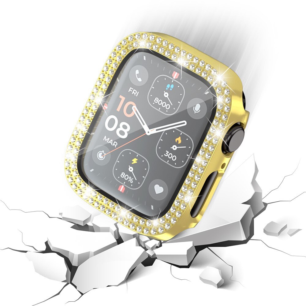 Full Cover Case Rhinestone Apple Watch SE 44mm, oro