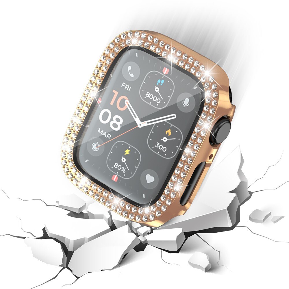 Full Cover Case Rhinestone Apple Watch Series 4-6 44mm, oro rosa