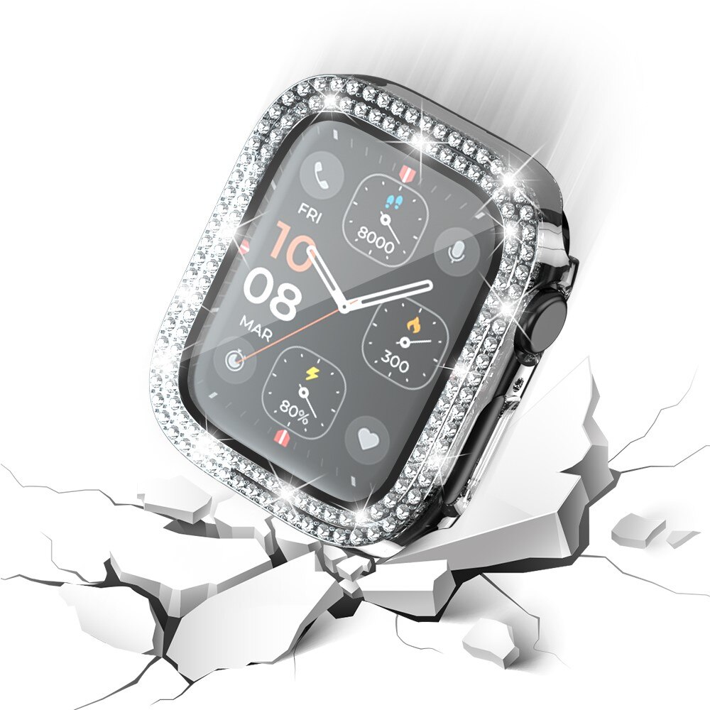 Full Cover Case Rhinestone Apple Watch Series 4-6 44mm, d'argento