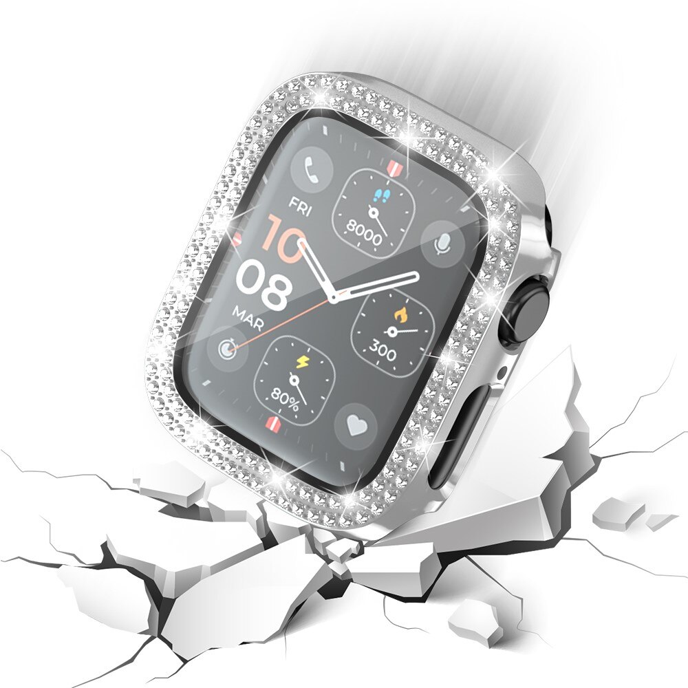 Full Cover Case Rhinestone Apple Watch Series 4-6 40mm, d'argento