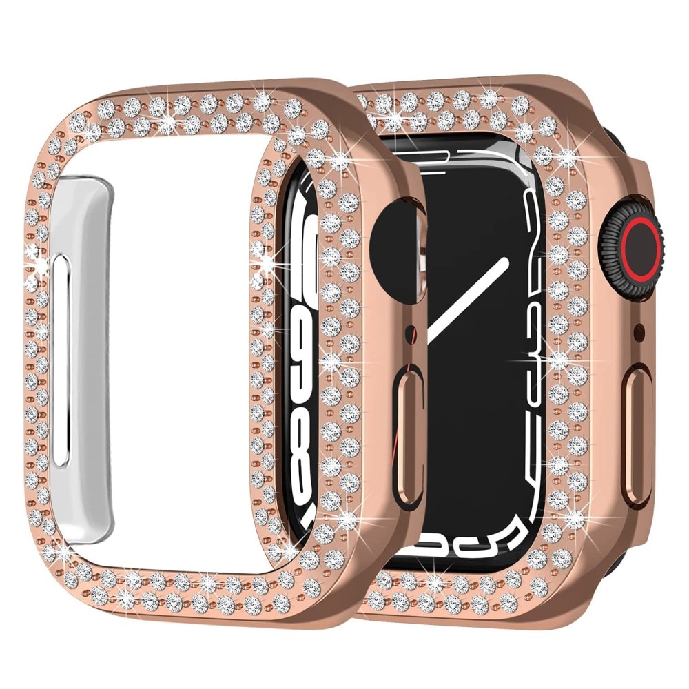 Cover Rhinestone Apple Watch 45mm Series 8 Oro Rosa